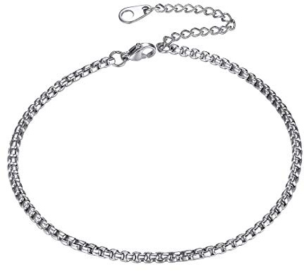 ChainsHouse 3mm 5mm Edelstahl fußkette Damen Panzerkette Fußkettchen Sommer Fußband mit Geschenkebox für Damen und Mädchen