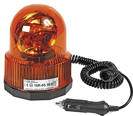OROK - Gyrophare aimanté 12v Orange (magnétique) - Prise Allume Cigare - Long. câble : 3M - Norme CE - Engins travaux publics et agricoles - Ampoule fournie - Équipement et Fournitures agricole