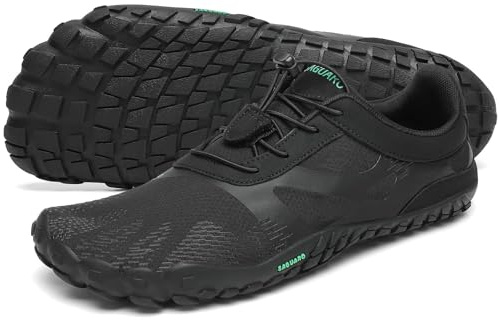 SAGUARO Barfußschuhe Herren Damen Traillaufschuhe Outdoor & Indoor Training Fitnessschuhe Wander Wald Strand Straße Laufschuhe Walkingschuhe Schnell Trocknend Badeschuhe, Öl Schwarz, 46 EU