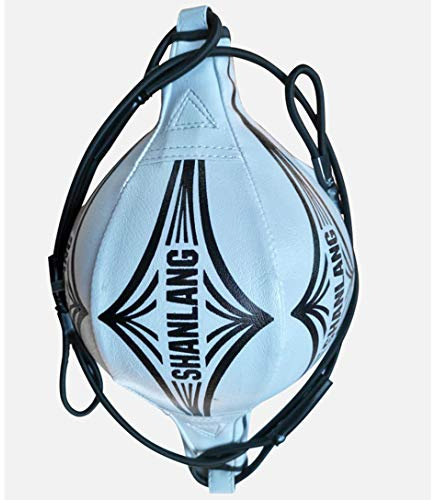 Hängende Boxing, Boxen Doppelendball, Boxbirne Set Leder Boxing Ball Boxing Punch Bag Geschwindigkeit Dodge Ball Speed Bag Lochkugel für Fitnessstudio MMA Training Boxen Punchingbälle,Weiß