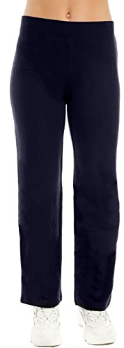 Ex High Street Brand Cotton Rich Jogging Bottoms for Women UK, Ladies Straight Leg Stretchy Jogger Pants Navy