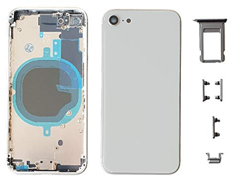 Smartex® Rückseite Gehäuse aus Glas, Hinterer Rahmen kompatibel mit iPhone 8 | KEIN Logo, Keine VORINSTALLIERTEN Komponenten (Silbern)