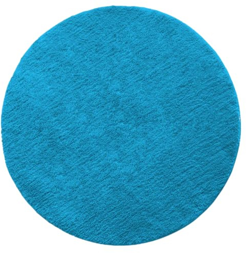 Floordirekt Badematte Sky - Badezimmerteppich - Weicher, dichter Hochflor - Rutschhemmend & Schnell trocknend - Geeignet für Fußbodenheizung - Eckig & Rund (Rund - Ø 95 cm, Petrol)