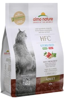 almo nature HFC Adult Sterilised, Crocchette per Gatti Adulti - Manzo Fresco - Sacco da 300 g
