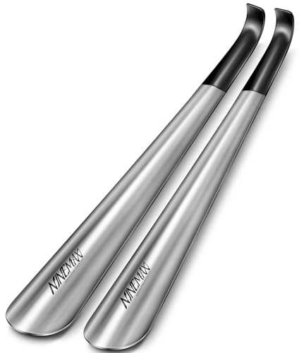 NINEMAX Calzador De Zapatos Largo, Calzador Largo Metalico, 42cm Calzadores con Mango Acero Inoxidable para Personas Mayores Hombre Mujer (Paquet de 2)