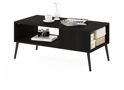 Furinno Claude Couchtisch im Mid-Century-Stil mit Holzbeinen, Espresso