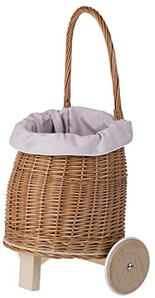 e-wicker24 Alles aus Weide Wagen Korbanhänger Korbpuppenwagen Korbwagen perfekte Geschenkidee für Jungen und Mädchen Spielzeug aus Korbgeflecht Lauflernwagen Weide (Pink)
