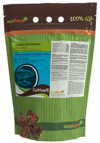 CULTIVERS Farina di pesce 5 kg. Fertilizzante ecologico universale per piante. Approvvigionamento di azoto e fosforo. Fertilizzante che attiva la crescita. Aumenta la fruttificazione e la maturazione