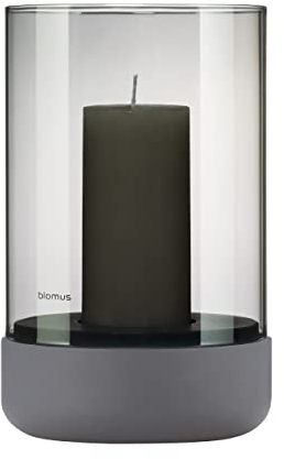 blomus | Windlicht | Calma | Beton/Smoke Glas Steel Gray | M | 12x12x20cm Indoor |