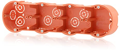 Unterputzdose 4fach Verbindungsdose Schalterdose Fräsloch Ø 68mm, Höhe 46mm, Orange IP30 650°C für die Geräte Montage, Ohne Schrauben