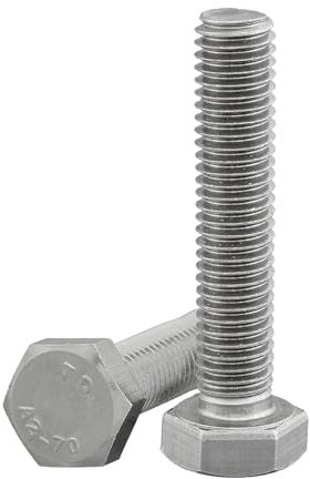 Sechskantschraube nach Norm DIN 933 / ISO 4017 rostfreier Edelstahl A2, V2A, Vollgewinde, Maschinenschraube (10 Stück, M8 x 50 mm)