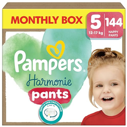 Pampers Harmonie Pants Größe 5, 144 Windeln, 12kg-17kg, sanfter Hautschutz und 360° Komfort-Fit