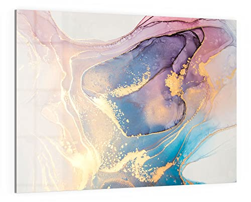 DEQORI Glas-Magnettafel | 120x90 cm groß | Motiv Marmorgrafik in Pastell | Memo-Board aus Glas | Magnetboard inkl. Magnete, Stift & Tuch für Küche & Büro | Tafel magnetisch & beschreibbar