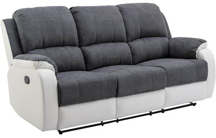 Vente-unique - Divano relax 3 posti Brody - microfibra - grigio