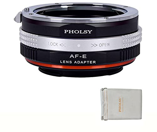PHOLSY Adaptateur avec Bague de contrôle des Ouvertures pour objectifs Sony A/Minolta AF et Appareil Photo Sony E Mount, a1 a9-II, a7S III/II, a7R V/IV/III/II, a7R a7C a7 IV/III/II, a6600 a6500...