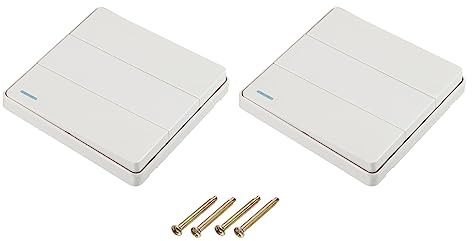 sourcing map Luz Interruptor Pared Panel On/Off Pulsador Botón Balancín Interruptor 3 Grupo 2 Vías Blanco 250V 10A 86mmx86mm Paquete de 2