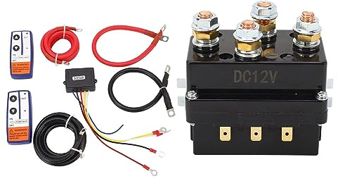 Contactor de relé de Solenoide de Cabrestante de 250A 12V, Conjunto de Cables de Conexión de relé de Cabrestante Eléctrico para Vehículos Todoterreno SUV ATV con relé de Coche de