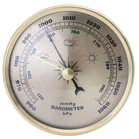 90mm Wandbarometer, Metallrahmen Barometer Uhr Wetterstation Analog Barometer Thermometer Barometer Wand Befestigter Haushalts Barometer für Garten Schlafzimmer Dekoration