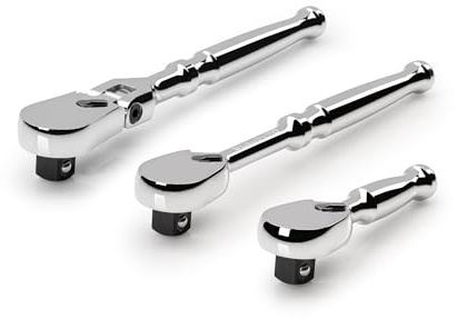TEKTON 3/8 Inch Drive Small Body Ratchet Set, 3-Piece (3, 6 in., 6 in. Flex) | SRH99002