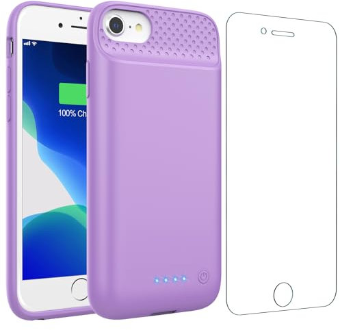 Battery Case for iPhone 8/7/6s/6/SE (2022/2020) - Powerful 7000mAh Slim Portable Protective Charging Case - Purple