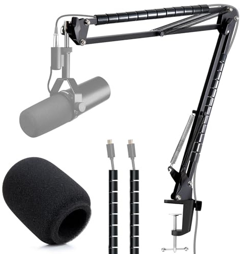 YOUSHARES Mic Arm Boom Arm - Microphone Arm for Shure SM7B SM7dB, Blue Yeti, HyperX QuadCast QuadCast S SoloCast, Fifine AM8, Rode, Razer, Gaming Mic and Most Microphones using 3/8 to 5/8 Adapter