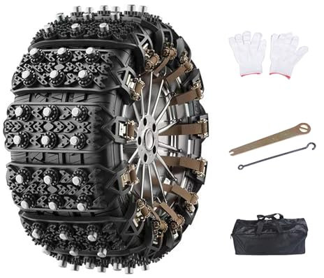 Auto Schneeketten für Toyo-ta Hilux Revo, Einstellbare Winter Reifenketten Schnee Fahrbahn Sicherheit Traktionketten Schnellmontage Reifenketten,Black-B-10 Piece