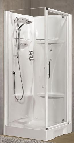 Novellini New Holiday GF80 Idromassaggio 80x80cm Cabina Doccia Multifunzione Apertura 1 Anta Battente + Fisso Pannelli Reversibili Miscelatore Meccanico Vetro Trasparente Profilo Bianco Altezza 206cm