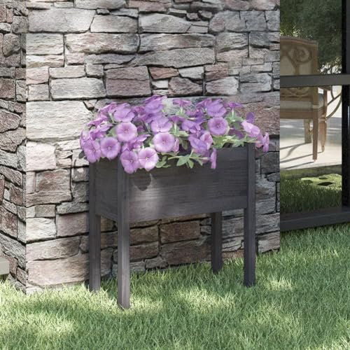 HETFTJN Fioriera, Cassa Orto Vaso Bonsai Vaso Alto Vaso Grande Adatto per Giardino Terrazzo Balcone Esterno da Giardino Grigia 70x31x70 cm Legno Massello di Pino