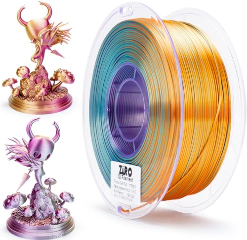 ZIRO Seide Multicolor PLA Filament 1.75mm, Silk Dreifarbig 3D Drucker Filament, Maßgenauigkeit +/-0.03mm, Passend für Die Meisten FDM 3D Drucker, 1KG Spule, Metallblüte