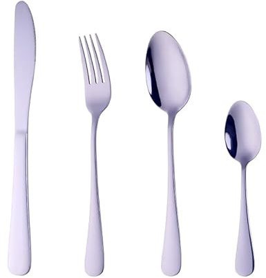 Buyer Star 16 teiliges Besteck Set, wiederverwendbares Silberbesteck aus rostfreiem Stahl, 4er Set, für den Küchentisch im Esszimmer