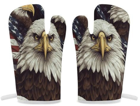 Thermal Gloves, Bald Eagle Print Heat Resistant Gloves Oven Mitts Kitchen Gloves Cooking Gloves Microwave Gloves