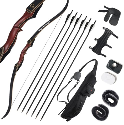 TOPARCHERY 60 Recurvebogen Set Pfeil und Bogen für Erwachsene 30-50lbs | Bogenschießen Erwachsene,Jagd Recurvebogen set,Sportbogen,Fortgeschrittene,Jäger,Training,Jagd,Wettkampf,Rechtshand