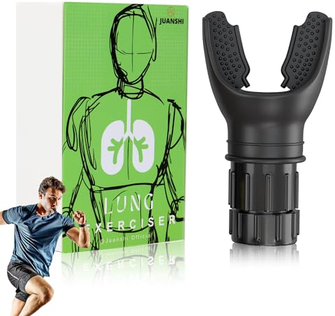 JUANSHI® Oxyfit Lungentrainer - Tiefenatmungstrainer &Lungentrainer Atmungsgerät Tragbare Widerstandsatemhilfen für die Lunge Atemtrainer Power Breathe Lungenbeuger Lungenreinigung (Schwarz)