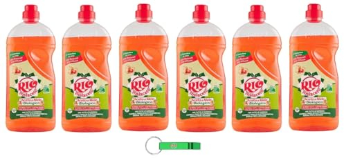 6x Rio Casa Mia Melaceto con Aceto di Mele - Super Igiene Detergente per Pavimenti e Superfici - 1250ml + Portachiavi Beni Culinari in Omaggio