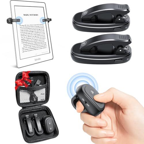 2 Clips Page Turner for Kindle Remote Control, Ring Ereader Button Clicker | Wireless Page Turner for Kindle Paperwhite/Oasis/Scribe/Kobo, Compatible with iPad/iPhone/Tablet for Reading