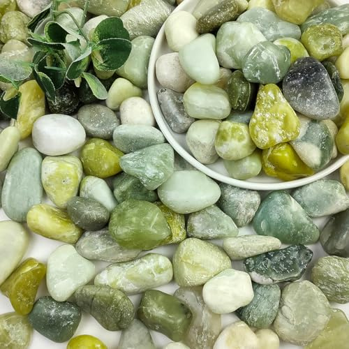 SHIZWU 20-40mm 9.1kg Jade Polished Pebbles for Plant Pots and Indoor Decor | For vases aquascaping terrariums craft projects succulent plantings drainage layers and outdoor plant displays