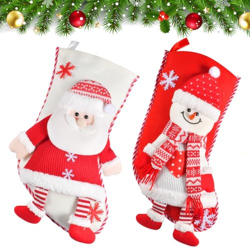 UieaMsio Weihnachtsstrumpf Set 2PCS Nikolausstrumpf Set Nikolausstiefel Socken Weihnachtsstrumpf Geschenktüte Weihnachtsbaum Socken Nikolaussocken Für Weihnachtsfeier Dekorieren