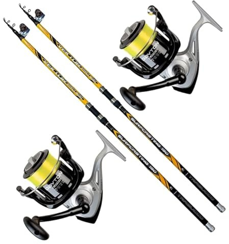 MG FISHING Kit Surfcasting TRABUCCO 2 Canne Trabucco Vektor Pro Surf 2024 4mt 150gr + 2 Mulinelli Trabucco gia imbobbinati