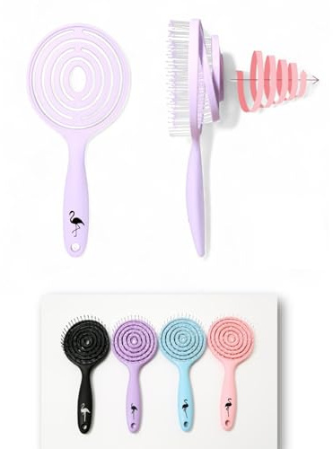 Haarbürste ohne Ziepen für Damen,Herren & Kinder-Entwirrbürste für Locken,nasse, feine & lange Haare, Entwirrbürste & Detangler Bürste mit Spiralfeder aus recyceltem Material-Hair Brush (Schwarz)