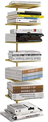 Mehrschichtiger Bücherregalturm, Bücherturm-Bücherregal mit Metallrücken und Marmormusterbasis, 5-stufiges/7-stufiges, unsichtbares Standregal für kreative Eckaufbewahrung und Heimpräsentati