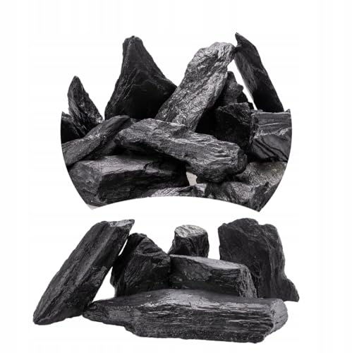 TD STONES Aquarium Steine Schwarz Holz 10kg Schieferplatte – Natursteine Deko für Aquascaping Höhle – Terrarium Zubehör Dekosteine Schwarz Wasserneutral