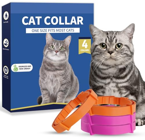 Enchvi 4 Pack Cat Collars, Comfortable Soft Rubber Cat Collar, Adjustable Waterproof Collars for Cats and Kittens - Large Medium Small Cats - Pink & Orange (38cm)