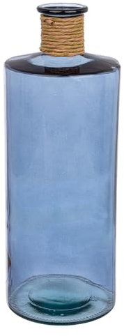 Decor Space Vaso bottiglia Rotang in vetro blu cobalto per arredo casa