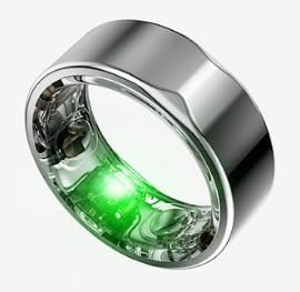 JCRing Smart Ring - Fitness Tracker, Sleep Tracking, Activity Tracking, Heart Rate Monitor, Temperature, Sp02, Stress, V02 Max, Titanium Ring, Free app for iOS & Android (Silver, 12)