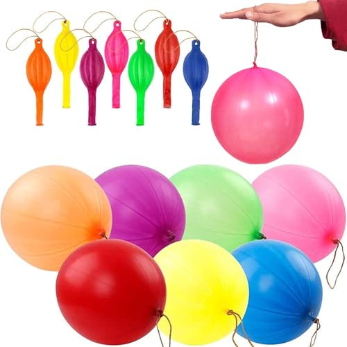 50PCS Punch Balloons, Punch Balloons for Party Bags, Large Party Bag Fillers, Strong Punching Ball Assorted Colors with Rubber Band Handle for Birthday Game Indoor or Outdoor Fun