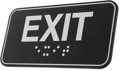 MOTHNUR Hängender Notausgangsanzeiger mit Brailleschrift Selbstklebend aus Acryl für Krankenhäuser und Öffentliche Gebäude Sichtbar und Einfach Anzubringen