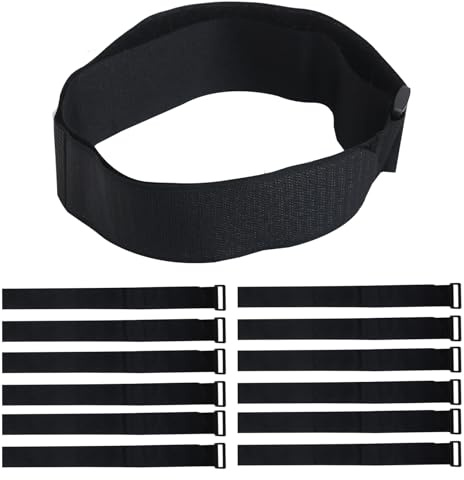 [LZS-FR] 12 Pack Hook and Loop Straps Heavy Duty – Extra Long 1x20 Adjustable Fastening Cable Ties with Metal Buckle, Reusable Cinch Straps for Wires, Extension Cords, Tools, Camping & Home