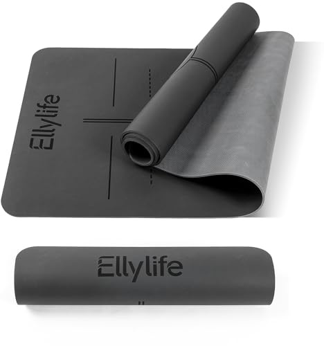 Ellylife Yogamatte aus ECO Naturkautschuk & Hautfreundliches Matt-PU, Extrem Rutschfest, Einzigartiges Design, Inklusive Tragegurt, Nachhaltige, für Reise, Pilates, Yoga, Fitness