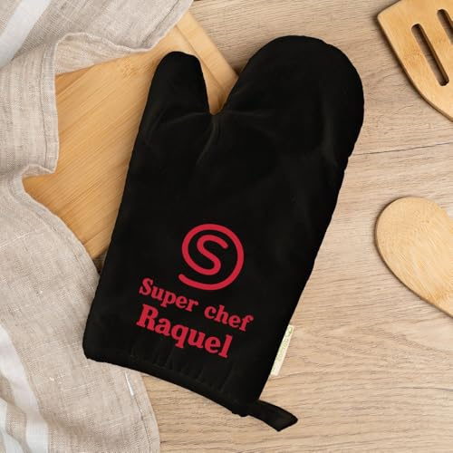 Wanapix | Personalisierter Ofenhandschuh | Bio-Baumwolle | Backhandschuh mit Text | Originelles Geschenk zu Weihnachten, Geburtstag | Chef