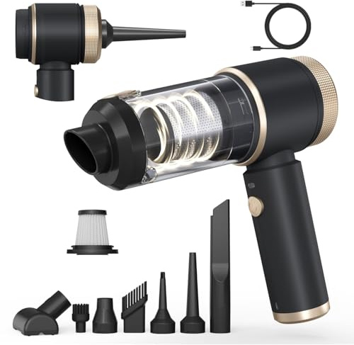 25000PA Powerful Cordless Handheld Vacuum Cleaner for Car & Home, 30 Mins Runtime, 400ML Dust Cup, Lightweight Rechargeable Portable Hoover for Pet Hair, Comes with 7 Accessories (No Charger Plug)